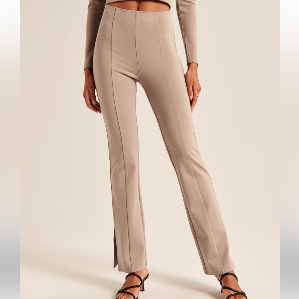 Abercrombie & Fitch Olive Green Ponte Split-Hem Slim Flare Pant